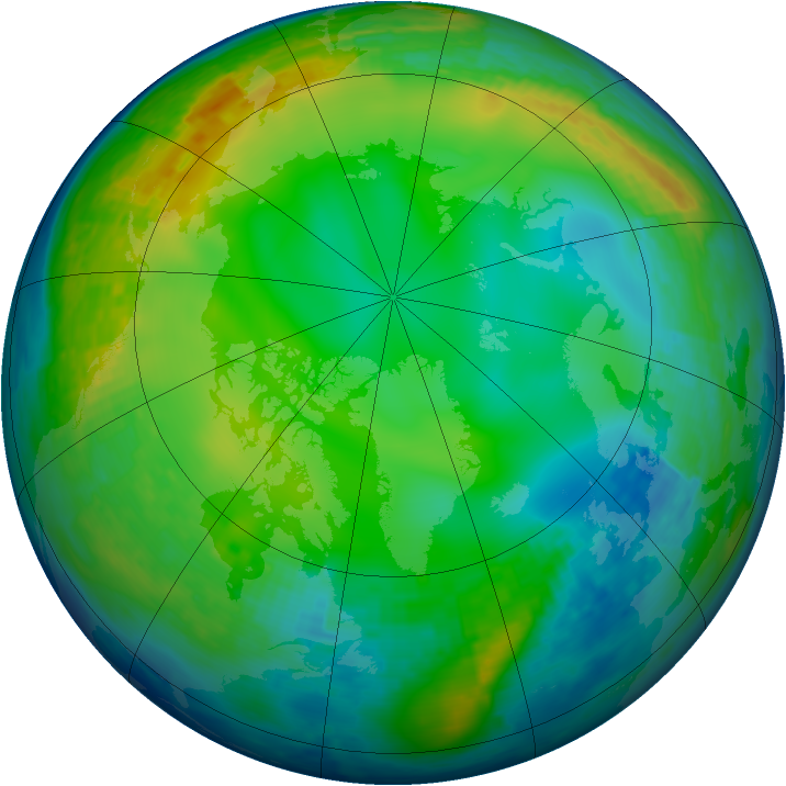 Arctic ozone map for 12 December 2003
